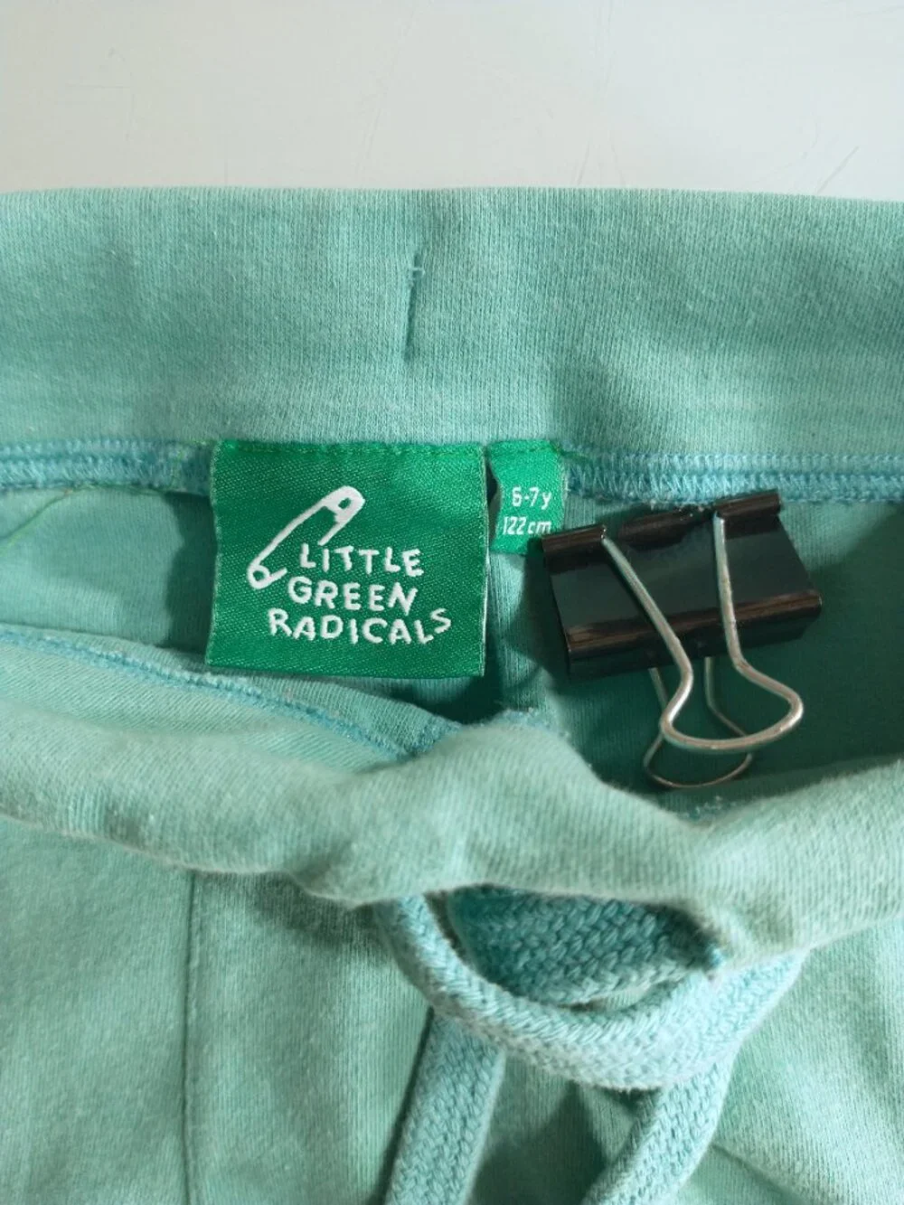 Little Green Radicals Organic Cotton Star Knee Patch Joggers Size 6-7Y Blue Sky
